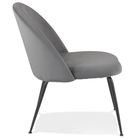 Lounge chair 'MERMAID' in light grey velvet and black metal legs