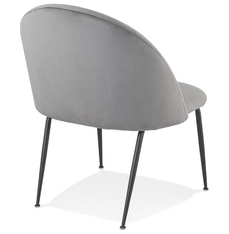 Lounge chair 'MERMAID' in light grey velvet and black metal legs