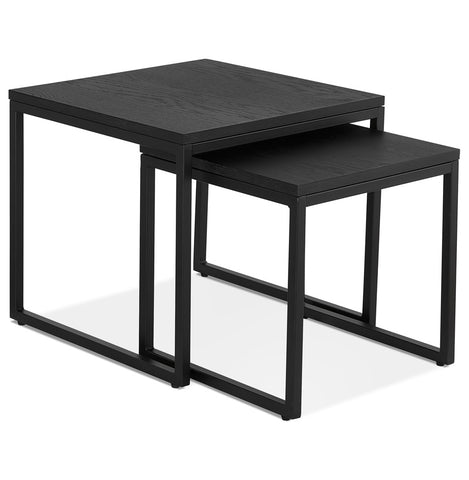 Set of two industrial side tables 'MOMA' in black wood and metal