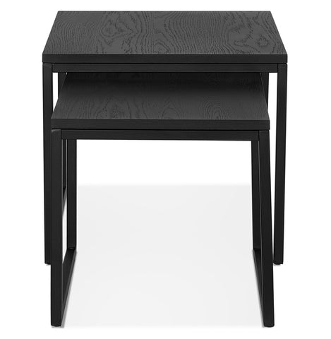 Set of two industrial side tables 'MOMA' in black wood and metal