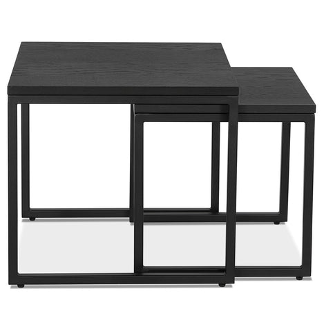 Set of two industrial side tables 'MOMA' in black wood and metal