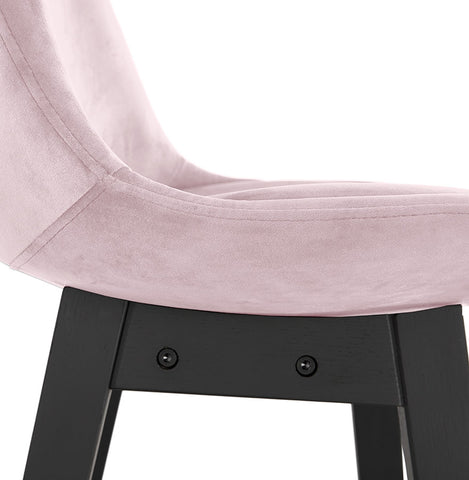 Barstool 'MORISS' in pink velvet with legs in black wood