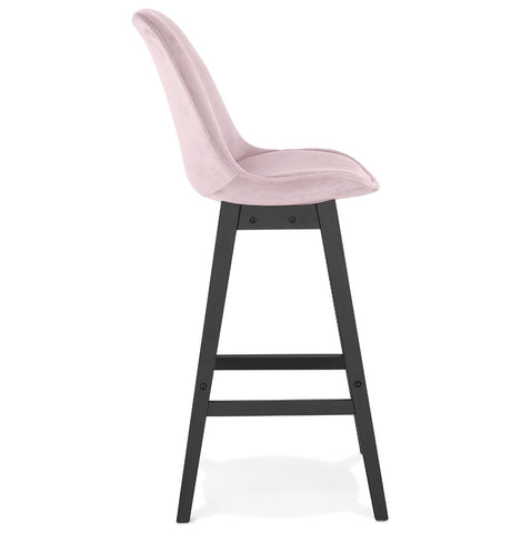 Barstool 'MORISS' in pink velvet with legs in black wood