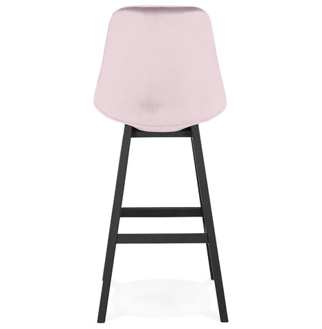 Barstool 'MORISS' in pink velvet with legs in black wood