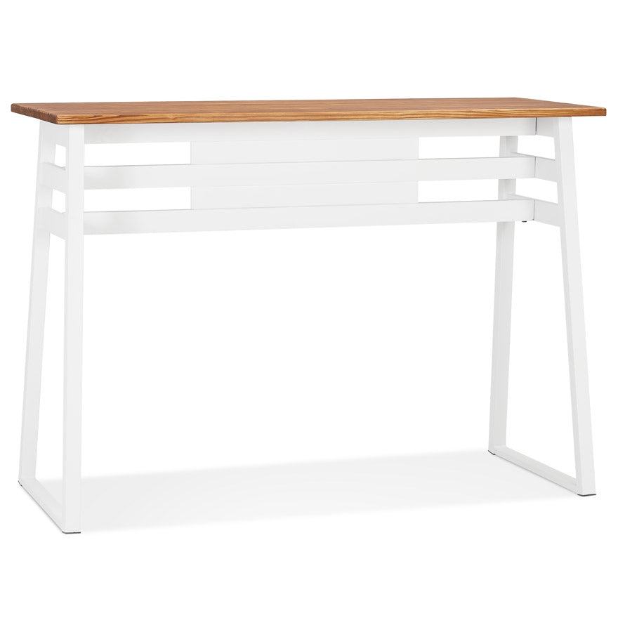 High bar table 'NIKI' in dark solid wood with white metal leg - 150x60 cm