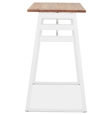 High bar table 'NIKI' in dark solid wood with white metal leg - 150x60 cm