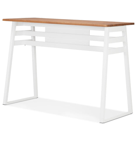 High bar table 'NIKI' in dark solid wood with white metal leg - 150x60 cm