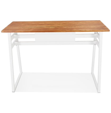 High bar table 'NIKI' in dark solid wood with white metal leg - 150x60 cm