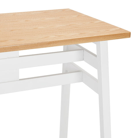 High bar table 'NIKI' of natural finished wood with white metal leg - 150x60 cm