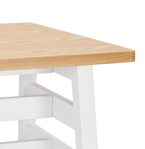 High bar table 'NIKI' of natural finished wood with white metal leg - 150x60 cm