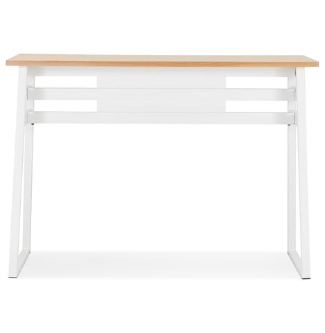 High bar table 'NIKI' of natural finished wood with white metal leg - 150x60 cm