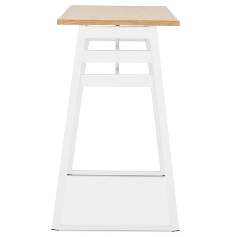 High bar table 'NIKI' of natural finished wood with white metal leg - 150x60 cm