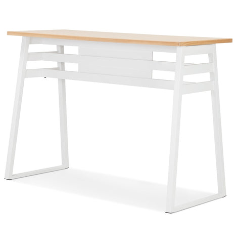 High bar table 'NIKI' of natural finished wood with white metal leg - 150x60 cm