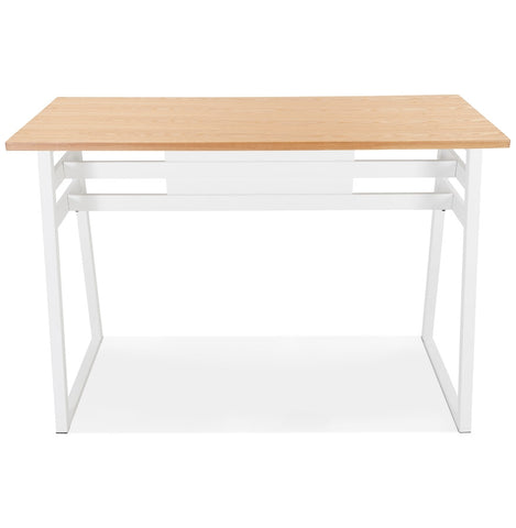 High bar table 'NIKI' of natural finished wood with white metal leg - 150x60 cm