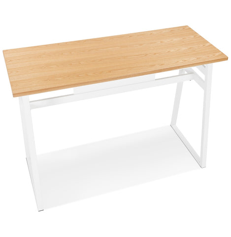 High bar table 'NIKI' of natural finished wood with white metal leg - 150x60 cm