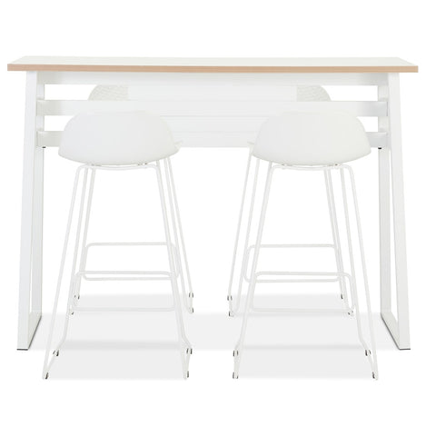 High bar table 'NIKI' in dark solid wood with white metal leg - 150x60 cm