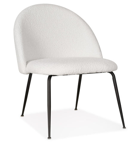 Lounge armchair 'NORVEGIA' in white bouclé fabric and black metal