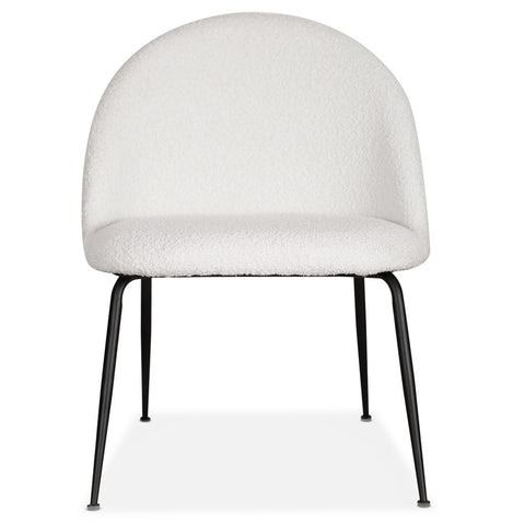 Lounge armchair 'NORVEGIA' in white bouclé fabric and black metal