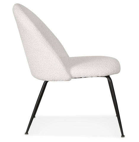 Lounge armchair 'NORVEGIA' in white bouclé fabric and black metal