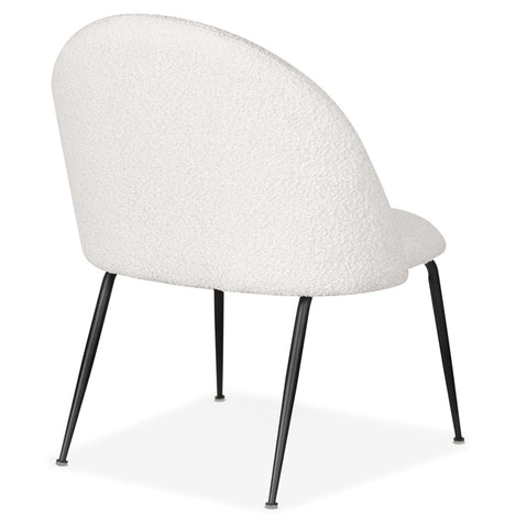 Lounge armchair 'NORVEGIA' in white bouclé fabric and black metal