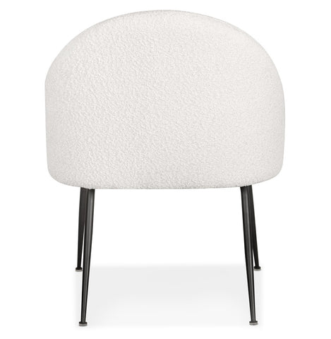 Lounge armchair 'NORVEGIA' in white bouclé fabric and black metal