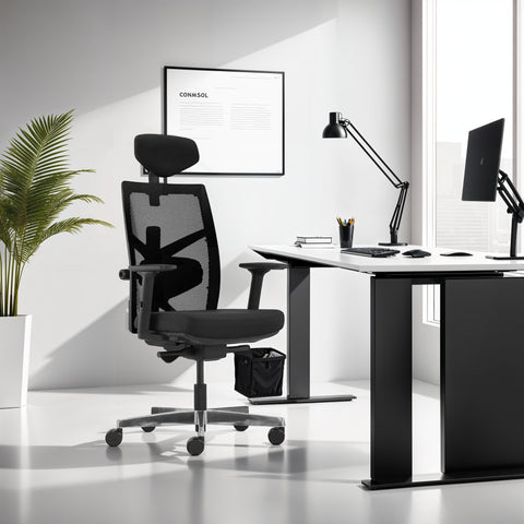 Ergonomic office chair 'IMPERO' in black fabric