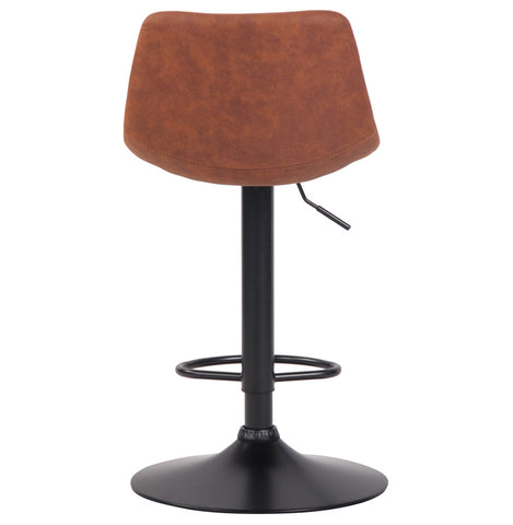 Adjustable design stool 'OMALET' in brown microfiber with black metal base