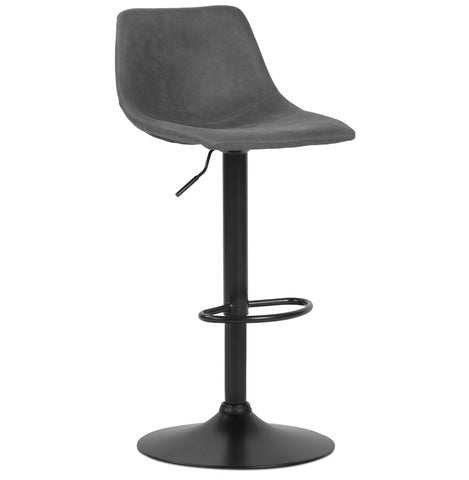 Adjustable design stool 'OMALET' in dark gray microfiber with black metal legs