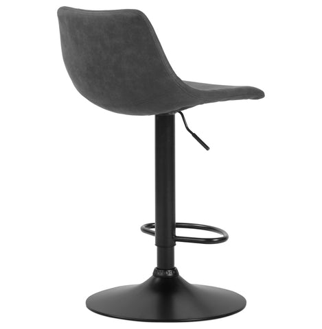 Adjustable design stool 'OMALET' in dark gray microfiber with black metal legs