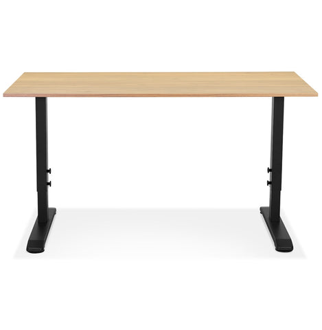 Height adjustable desk 'OSMOSE' in natural finished wood and black metal - 140x70 cm