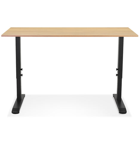 Height adjustable desk 'OSMOSE' in natural finished wood and black metal - 140x70 cm