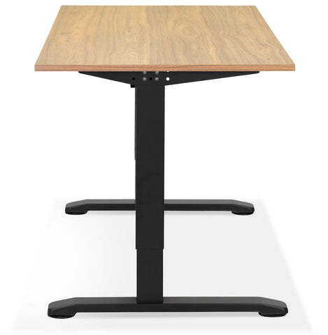 Height adjustable desk 'OSMOSE' in natural finished wood and black metal - 140x70 cm