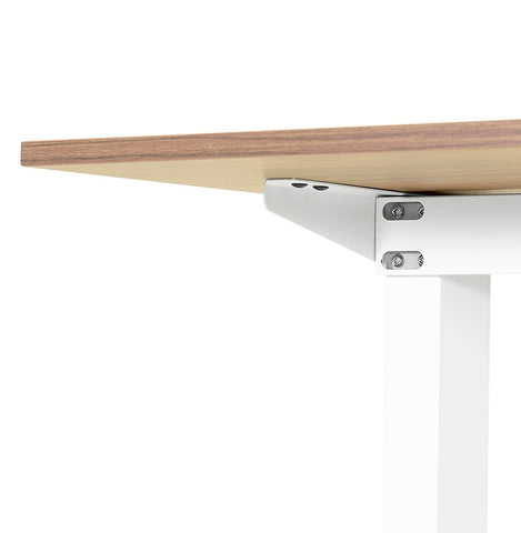 Height adjustable desk 'OSMOSE' in natural finished wood and white metal - 140x70 cm