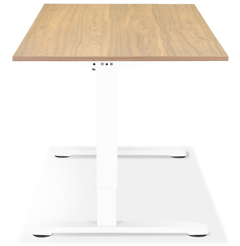 Height adjustable desk 'OSMOSE' in natural finished wood and white metal - 140x70 cm