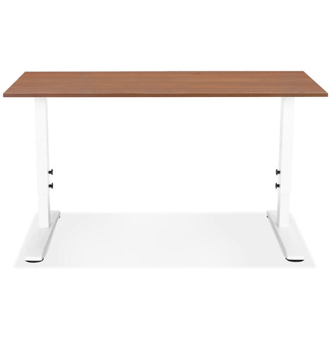 Height adjustable desk 'OSMOSE' of walnut and white metal - 140x70 cm