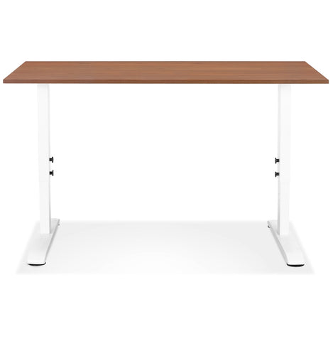 Height adjustable desk 'OSMOSE' of walnut and white metal - 140x70 cm