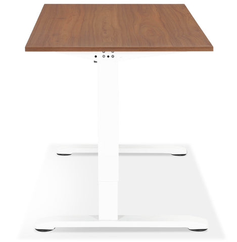 Height adjustable desk 'OSMOSE' of walnut and white metal - 140x70 cm