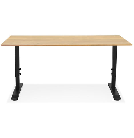 Height adjustable desk 'OSMOSE' in natural finished wood and black metal - 160x80 cm