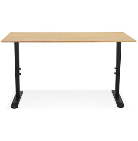 Height adjustable desk 'OSMOSE' in natural finished wood and black metal - 160x80 cm