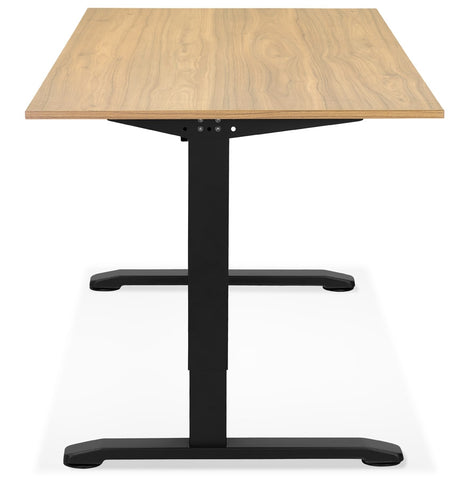 Height adjustable desk 'OSMOSE' in natural finished wood and black metal - 160x80 cm