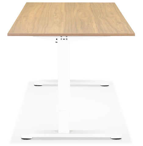 Height adjustable desk 'OSMOSE' made of natural finished wood and white metal - 160x80 cm