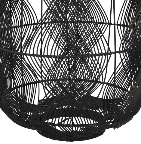 Lantern style pendant lamp 'PACITO' made of black rattan