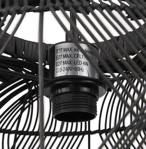 Lantern style pendant lamp 'PACITO' made of black rattan