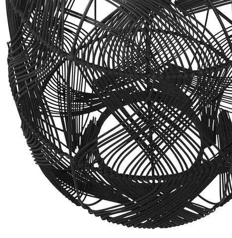 Lantern style pendant lamp 'PACITO' made of black rattan