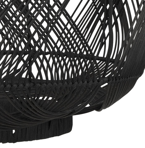 Lantern style pendant lamp 'PACITO' made of black rattan