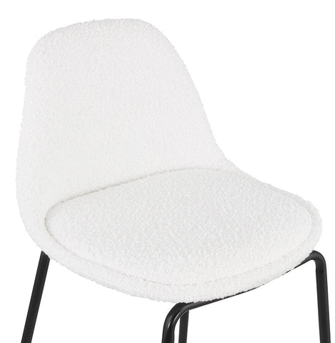 PLUMAR MINI' mid-high stool in white terry cloth with black metal legs