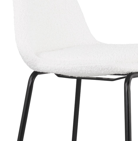 PLUMAR MINI' mid-high stool in white terry cloth with black metal legs