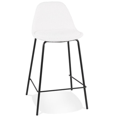 PLUMAR MINI' mid-high stool in white terry cloth with black metal legs