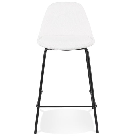 PLUMAR MINI' mid-high stool in white terry cloth with black metal legs