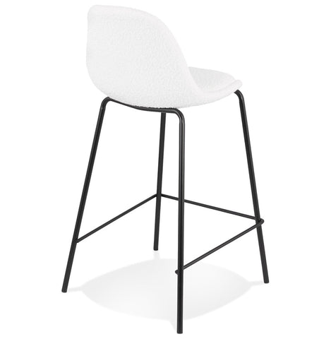 PLUMAR MINI' mid-high stool in white terry cloth with black metal legs